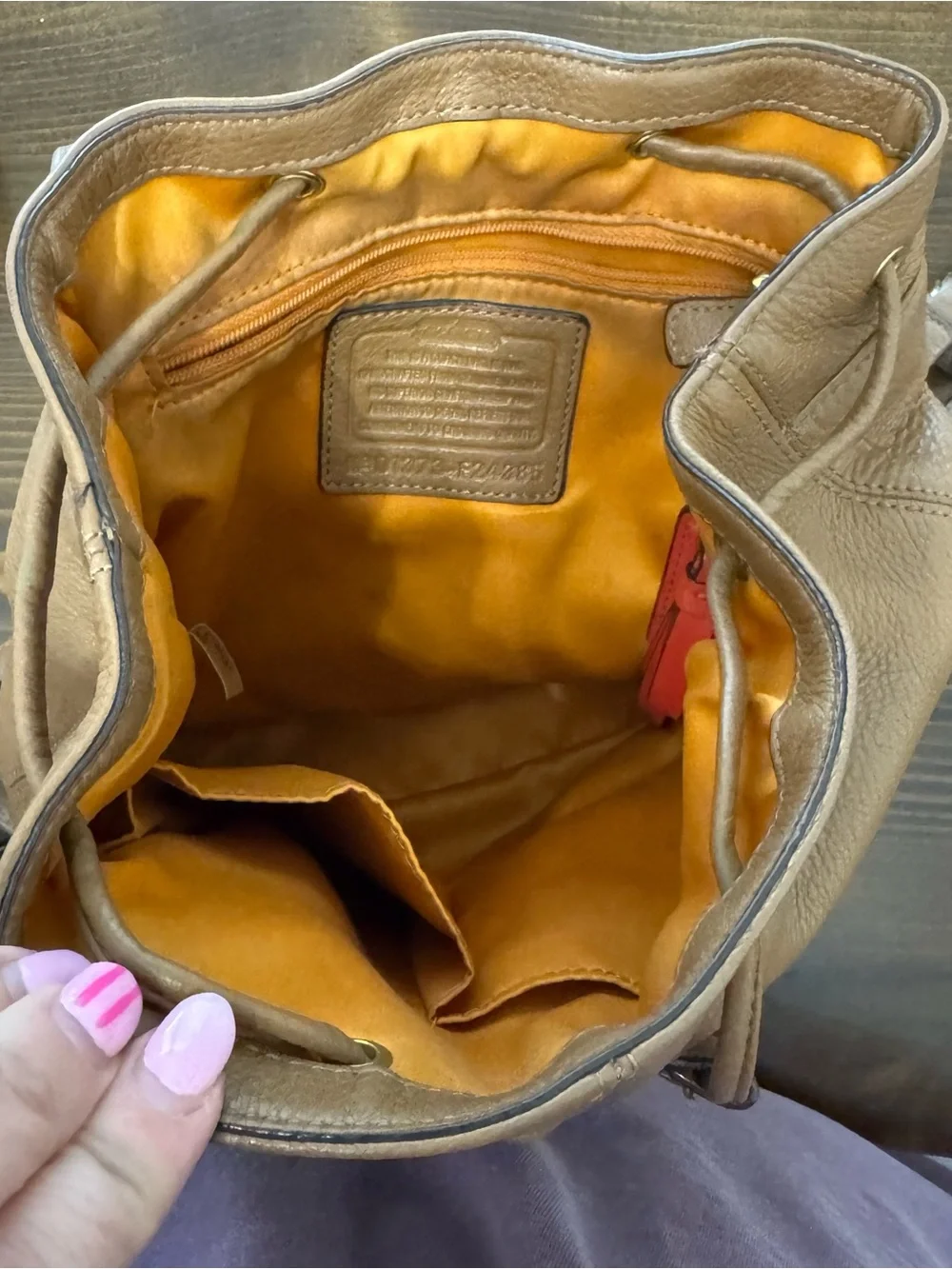 Coach park tan leather backpack